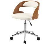 Rendez-Vous Déco Silla de oficina con ruedas en madera y pu blanco
