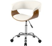 Rendez-Vous Déco Silla de oficina con ruedas en madera y pu blanco