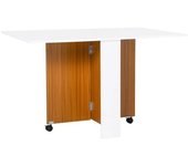 Homcom Mesa plegable con ruedas bicolor 120 x 80 x 73 cm