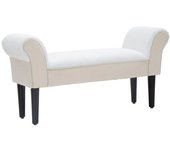 Mauro Ferretti Banco de tela beige con patas de madera negro cm 102x31x51