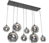 QAZQA Lámpara de techo negra cristal ahumado 8 wifi g95