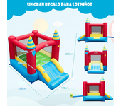 Costway Castillo Hinchable para Niños con Soplador 480W Casa Inflable con Tobogán Bolsa de Transporte de Interior y Exterior