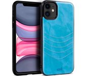 Cool Carcasa Leather Bordado Celeste para iPhone 11