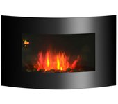 HomCom Chimenea Eléctrica Negra/Acero con Llama LED 1800W