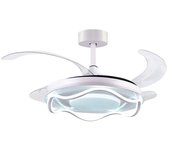 Bel Air Antea Ventilador de Techo con Luz y Mando 80W 108cm 4 Aspas Retráctiles Blanco
