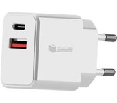 PcCom Essential Cargador USB-C 65W + USB Carga Rápida 3.0 Blanco
