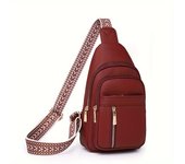 Bolso de pecho vintage para mujer, bolso de hombro vintage con cremallera de múltiples bolsillos, bolso cruzado de cuero PU para deportes de ocio