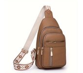 Bolso de pecho vintage para mujer, bolso de hombro vintage con cremallera de múltiples bolsillos, bolso cruzado de cuero PU para deportes de ocio