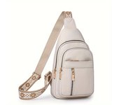 Bolso de pecho vintage para mujer, bolso de hombro vintage con cremallera de múltiples bolsillos, bolso cruzado de cuero PU para deportes de ocio