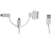 Hahnel 1000 651.0 cable de teléfono móvil USB A Micro-USB B/Apple 30-p/Lightning Blanco 1,5 m