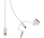 Valueline VLMP39410W1.00 cable de teléfono móvil USB A Micro-USB B/Apple 30-p/Lightning Blanco 1 m