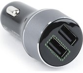 Gembird EG-U2QC3-CAR-01 cargador de dispositivo móvil Auto Negro, Plata