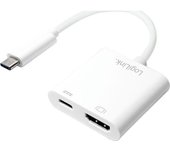 LogiLink 0.14m, 2xUSB-C/HDMI Blanco