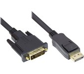 Alcasa DP-DVI1 adaptador de cable de vídeo 1 m DisplayPort DVI-D Negro