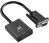 Ewent EW9866 adaptador de cable VGA-15pin HDMI, 3.5mm Negro