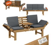 Banco de jardín convertible 200x45x76cm de madera acacia certificado FSC