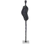 Figura negro aluminio/mármol decoración 13 x 13 x 82 cm