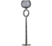 Portavelas gris-plata cristal-metal 13 x 13 x 56 cm