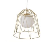 Lámpara techo oro-blanco metal-cristal 28,50 x 28,50 x 28 cm