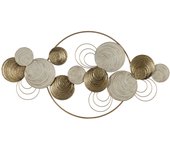 Mural pared oro-blanco metal decoración 132,10 x 5,10 x 69,2