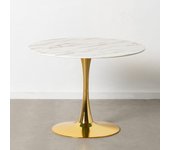 Mesa comedor mármol blanco-oro 100 x 100 x 73 cm