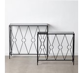 S/2 consolas negro metal / cristal 90 x 35 x 80 cm
