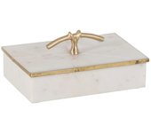Caja blanco-oro mármol decoración 24 x 16 x 12 cm