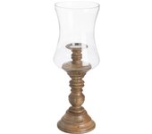 Portavelas natural cristal-madera 20 x 20 x 57 cm