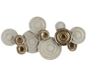Mural pared oro-blanco metal decoración 134,60 x 7,60 x 68,6