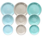 Vajilla 18 piezas azul-verde stoneware 1 cm