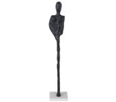 Figura negro aluminio/mármol decoración 13 x 13 x 68 cm