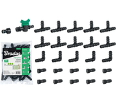 Kit de accesorios para línea de riego por goteo 16 mm, 27 piezas, ideal para instalación eficiente y fácil de sistemas de riego agrícola y jardinería