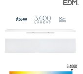 S.of. regleta led 35w 6400k luz fria 3600lm 12x90x4,5cm edm