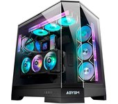 Abysm danube sava h600 black caja torre e-atx, atx, itx, micro atx - lateral y frontal cristal templado - 3.5" y 2.5" - usb-a, usb-c y audio - 4 ventilador argb instalado - soporta refrigeracion liquida