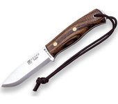 Cuchillo de monte y caza Joker "Ember Scandi" CN122, hoja de 10,5 cms, mango Nogal, funda piel marrón, incluye paracord, Herramienta de pesca, caza, camping y senderismo