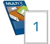MULTI 3 10504 - Etiquetas adhesivas para impresión, inkjet laser y fotocopiadoras - Medida 199,6 x 289,1 mm, pack de 100 hojas