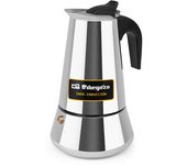 Orbegozo kfi 660 cafetera italiana de acero inoxidable - capacidad para 6 tazas - compatible con diferentes tipos de cocinas - asa ergonomica para un manejo seguro