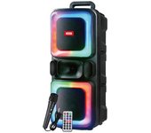 Xo f55 altavoz karaoke - bluetooth 5.0 - 20w - funcion tws - iluminacion rgb - microfono con cable incluido - bluetooth, fm, usb y microsd - color negro