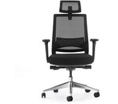 Cromad senior se1600 silla de oficina - altura ajustable con elevador de gas de grado 4 - soporte lumbar y reposacabezas ajustables - respaldo de malla - ruedas de nailon 360º - color negro