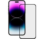 KSIX smart your tech Protector de Pantalla para iPhone 15 Pro MAX, Vidrio Templado, Doble Adhesivo Pantalla y Bordes, Borde Negro