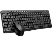 CoolBox COO-KTR-03W - Pack Teclado y Ratón Inalámbrico 2.4GHz con Diseño Ergonómico y Silencioso. Teclado Español con 105 Teclas y Bloque Numérico, Ratón 1600DPI Ajustable. Negro