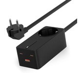 Ksix regleta carga ultra rapida gan 65w - pps - power delivery - multipuerto x4 - cable 1.5 m - indicador led - color negro