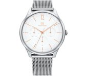 Tommy Hilfiger Reloj Analógico de Cuarzo multifunción para Mujer con Correa de Malla de Acero Inoxidable Plateada - 1782456