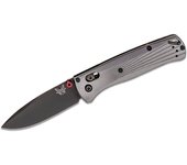 Benchmade STE-535BK-4 Bugout Cuchillo Plegable AXIS drop-point hoja M390 premium acero inoxidable (58-61 HRC) de 18,95 cm y mango 6061-T6 anodizado gris con patrón fresado y revestimientos de acero inoxidable
