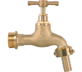 Grifo de latón con válvula GZ 3/4" x GZ 3/4" para manguera de 13mm, resistente a la corrosión, ideal para riego de jardín, fácil de instalar, robusto y duradero.