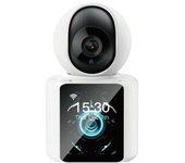 Jaym - Cámara WiFi para interior con pantalla digital para llamadas de visio, rotación 350° e inclinación 68,5°