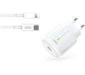 Xo cargador de carga rapida 20w - puerto tipo c - carga + del 50% en 30 minutos - proteccion de sobretensiones - incluye cable de carga lightning - color blanco