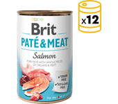 12 x 400 gr Comida Húmeda Paté&Meat Salmon para Perros con Salmón Brit