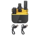 Micrófono Lavalier inalámbrico H61 2-In-1 - Sistema de micrófono doble con transmisión de larga distancia