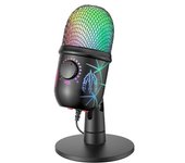 Micrófono de condensador V5 - Micrófono de juegos para reducir el ruido con iluminación RGB dinámica